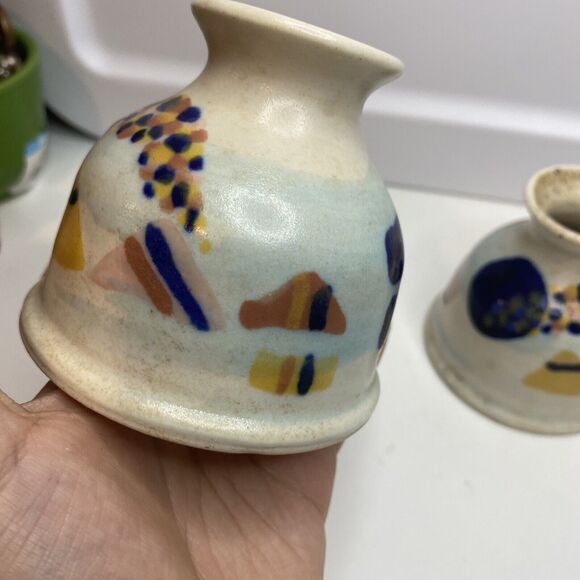 Ann McNulty Enniskillen Irish Studio Pottery Vase Graphic Pastel Abstract Modern - Picture 3 of 13